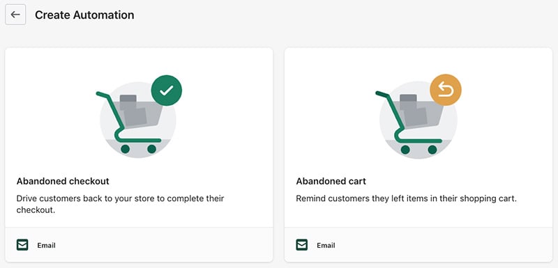 Création d'automatisations de panier abandonné dans Shopify