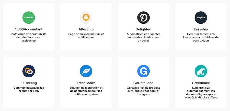 Les extensions Squarespace