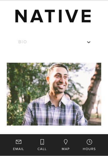 La bannière d’informations mobile de Squarespace