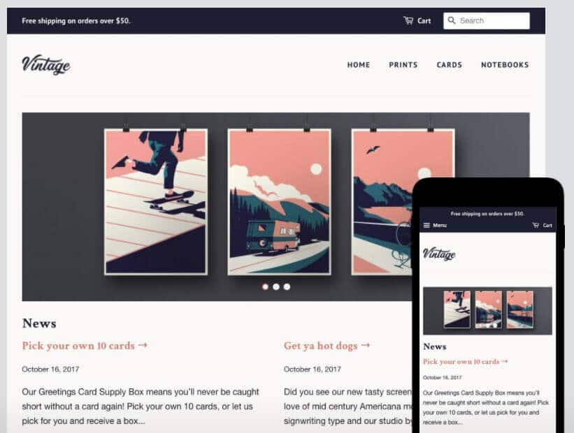 La plateforme Shopify utilise un design adaptatif.