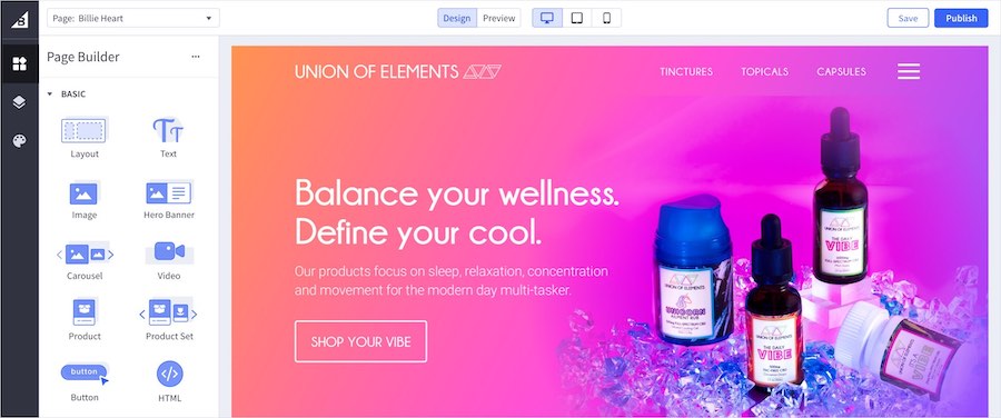 L’éditeur de page de BigCommerce