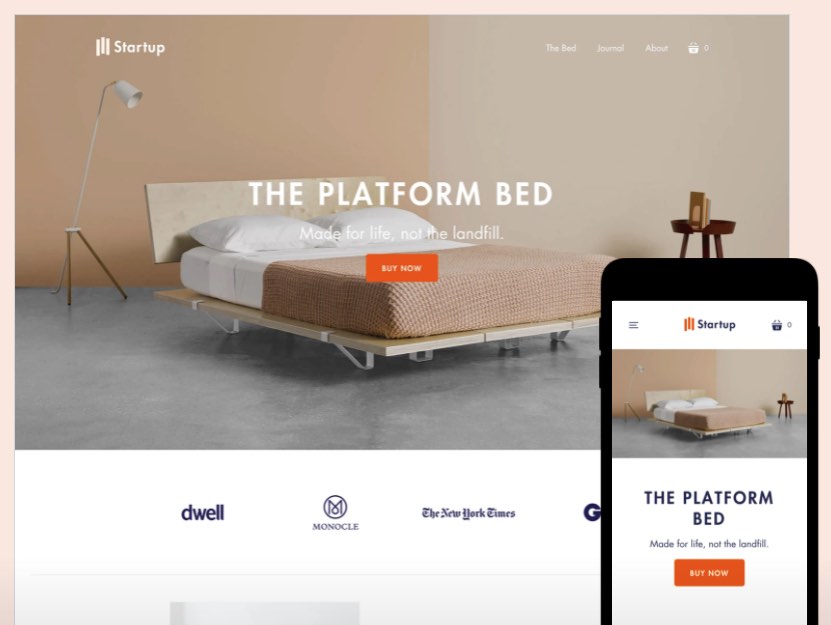 Un exemple de thème Shopify, « Start-up »