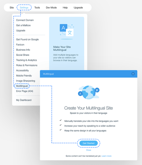 Activer « Wix Multilingual »