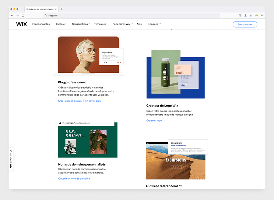 À l'origine, Wix est une solution qui sert à créer des sites web plutôt axés sur le contenu