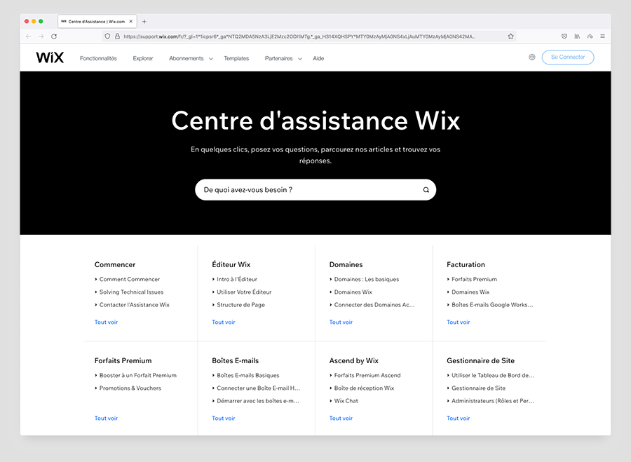 Accéder au Centre d'assistance de Wix