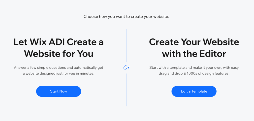 Avant de créer un site Wix, il faut choisir quelle version de Wix utiliser