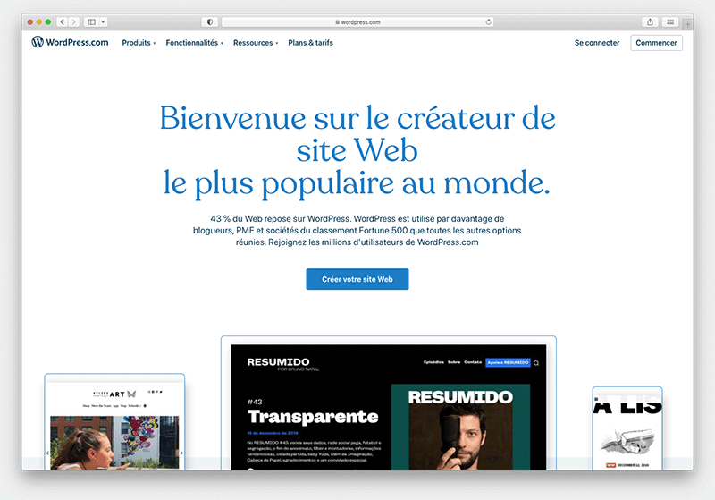 La version hébergée de WordPress
