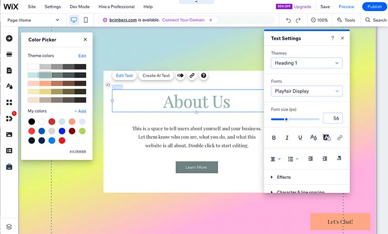 Édition d'un site Wix