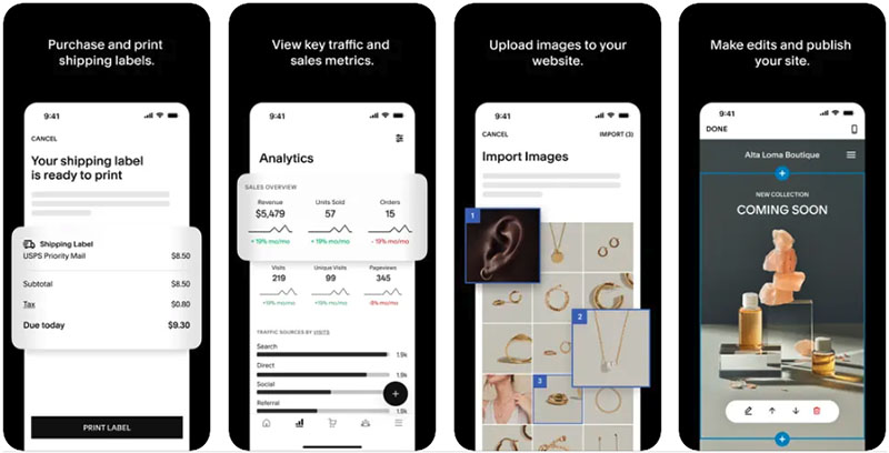 L'application mobile « Squarespace »