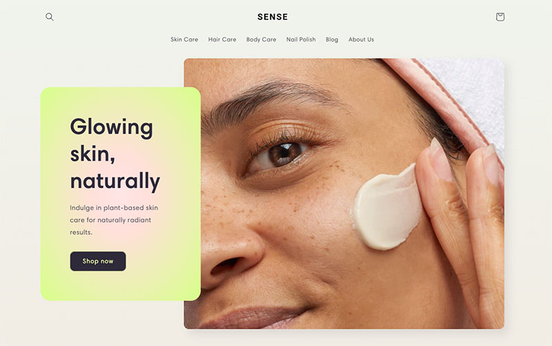 Exemple de thème Shopify, « Sense »