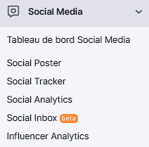 Le menu « Social Media » dans Semrush