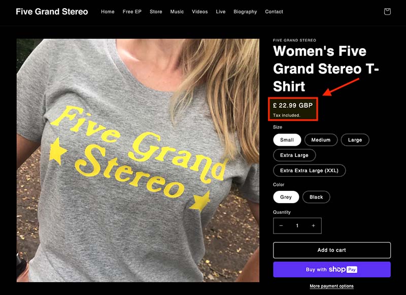 À la différence de nombreuses autres plateformes d'e-commerce concurrentes, Shopify vous permet de commercialiser vos produits dans diverses devises (et affiche automatiquement les prix dans les devises locales).