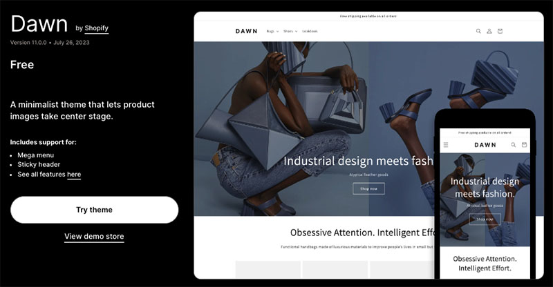 Le thème « Dawn » de Shopify