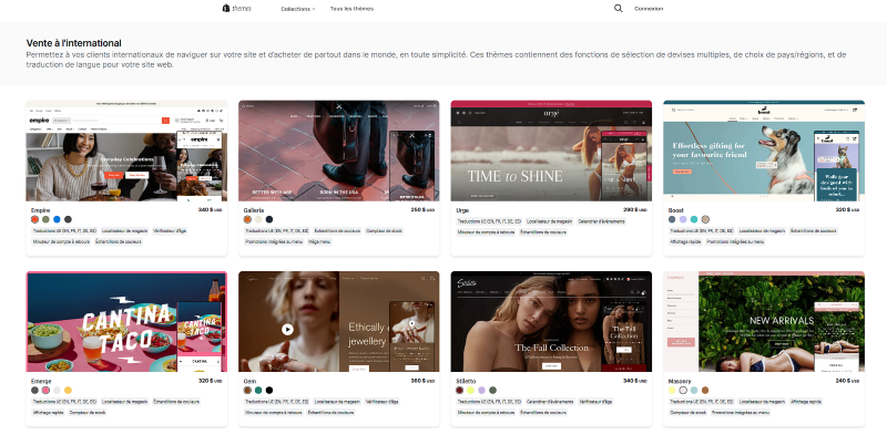 Choisir un thème de boutique en ligne dans Wix