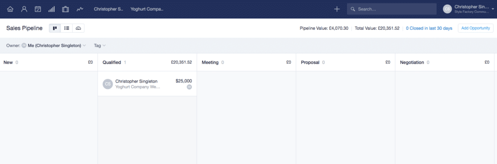 Managing deals in a Capsule CRM sales pipeline