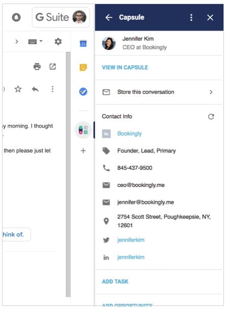 The Google Workspace add-on for Capsule CRM