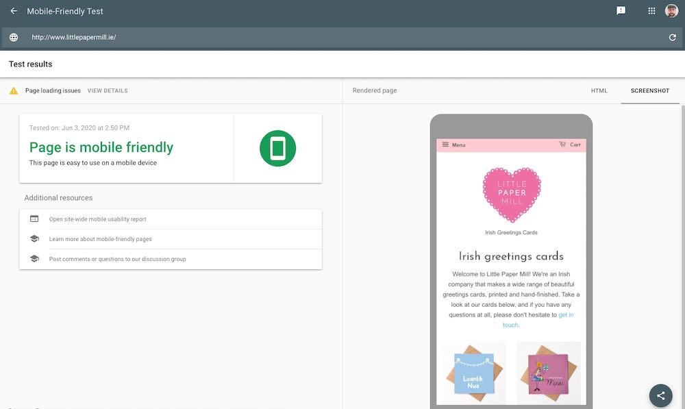Google’s mobile friendly testing tool