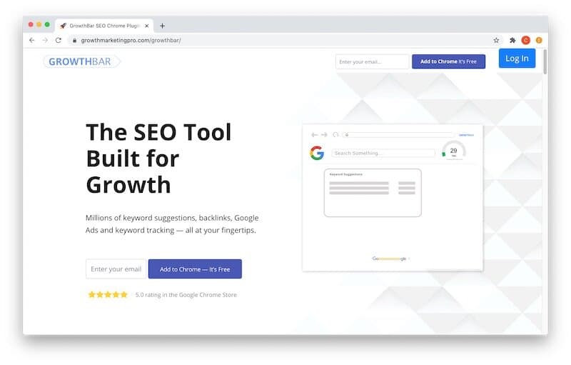 GrowthBar is a Chrome extension, not a standalone web application.