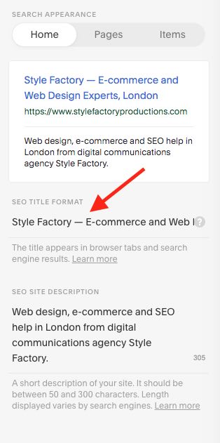 Editing the home page title in Squarespace