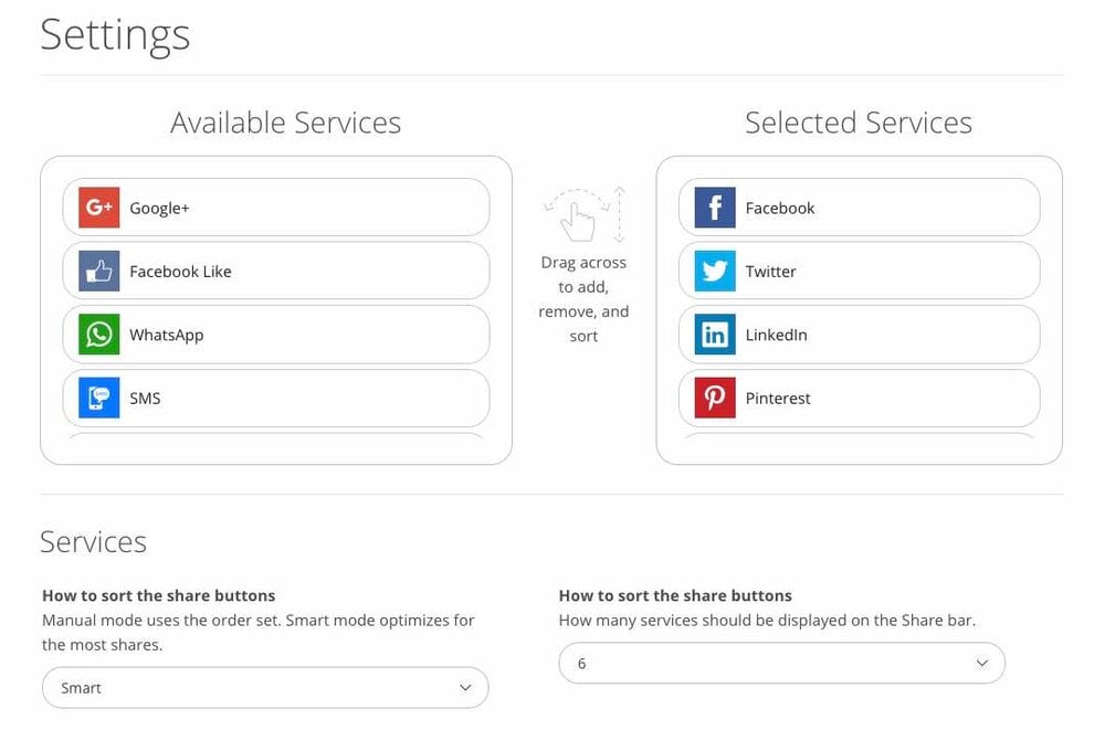 You can use services like Sumo to add social sharing icons to your website.