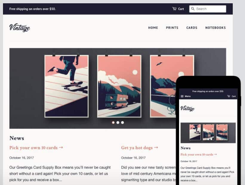 Shopify's ‘Vintage’ theme