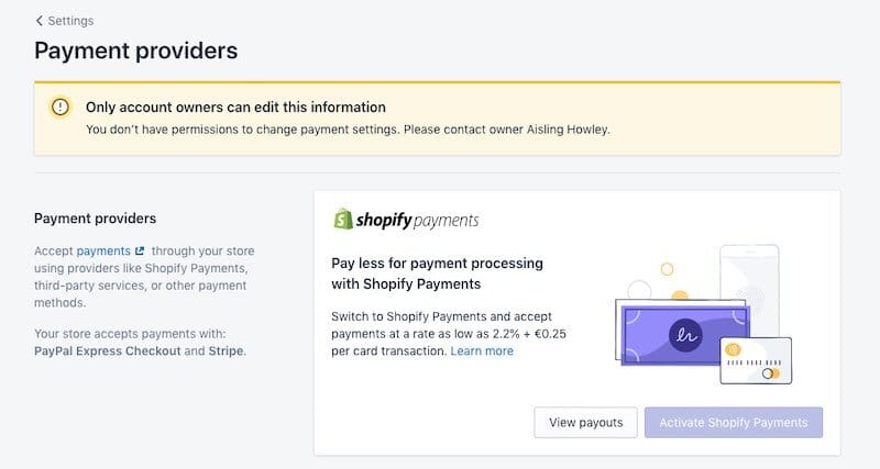 Setting up Shopify Payments