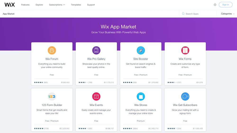 The Wix app market