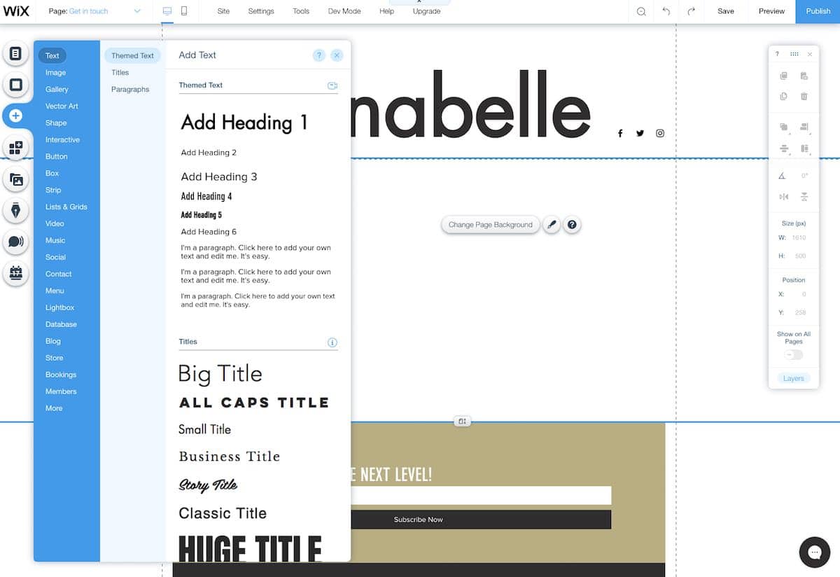 The ‘Wix Editor’ interface uses an ‘absolute positioning’ approach to web design — this gives you flexibility but makes it a bit harder to craft websites that display correctly across all devices.