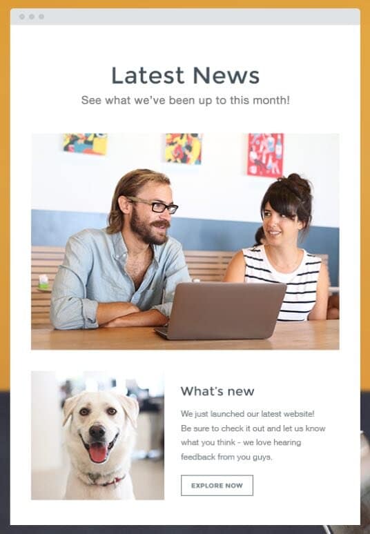 Example of a newsletter created in Wix.