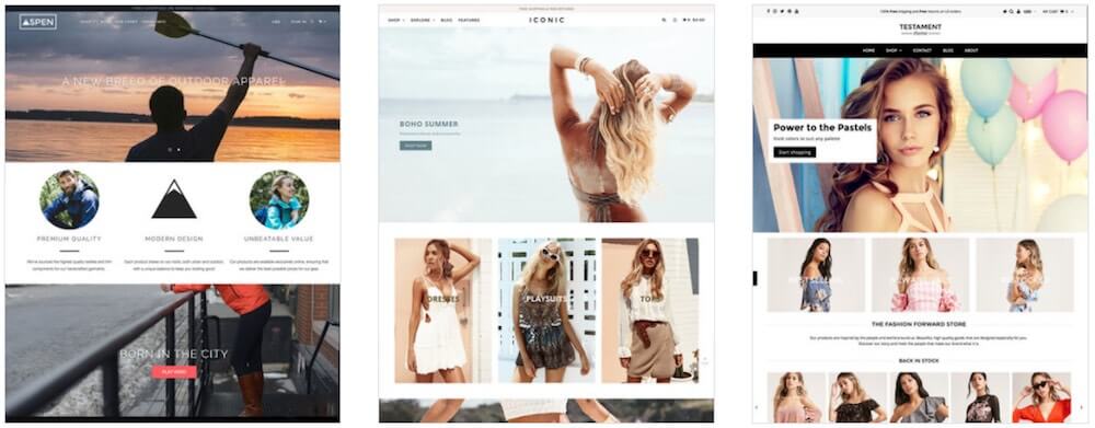 Examples of some of Shopify’s most popular premium themes