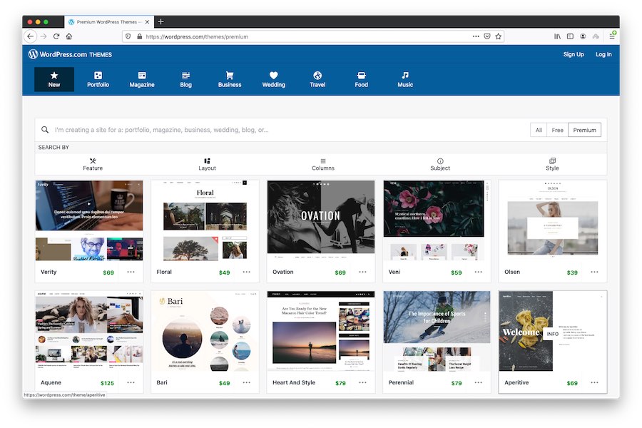 Premium themes for hosted WordPress