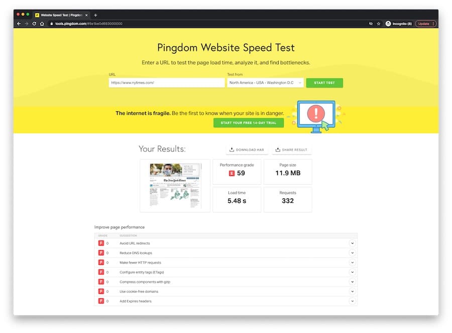 The Pingdom Tools platform