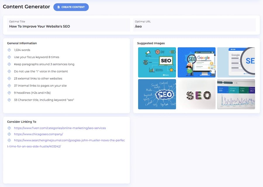 The Content Generator feature