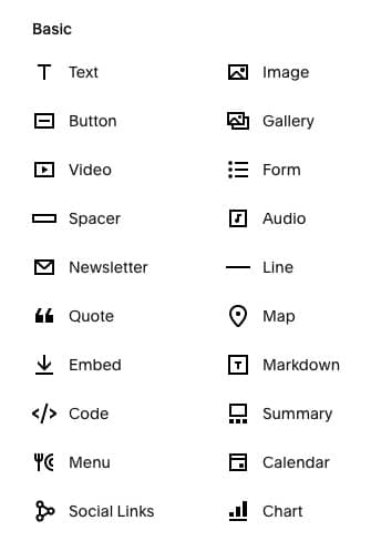 Squarespace content blocks