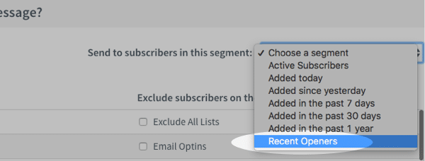 Sending newsletters to segments in Aweber