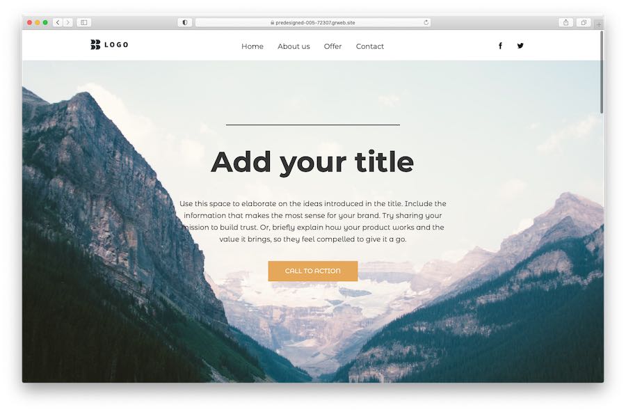 Example of a Getresponse website builder template