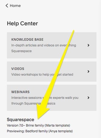 Finding out which version of Squarespace you're using