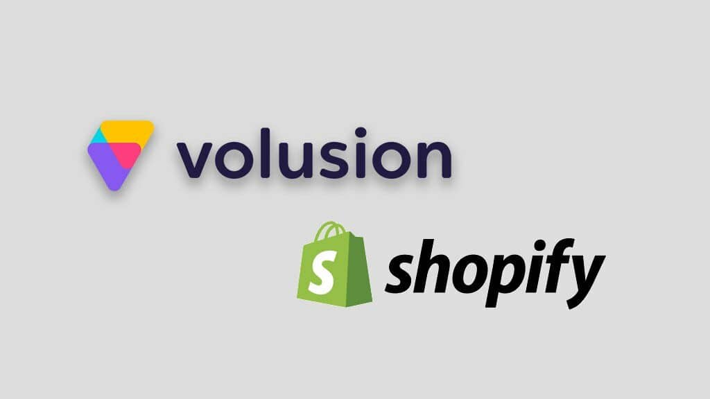 Volusion vs Shopify — images of the two logos beside each other.