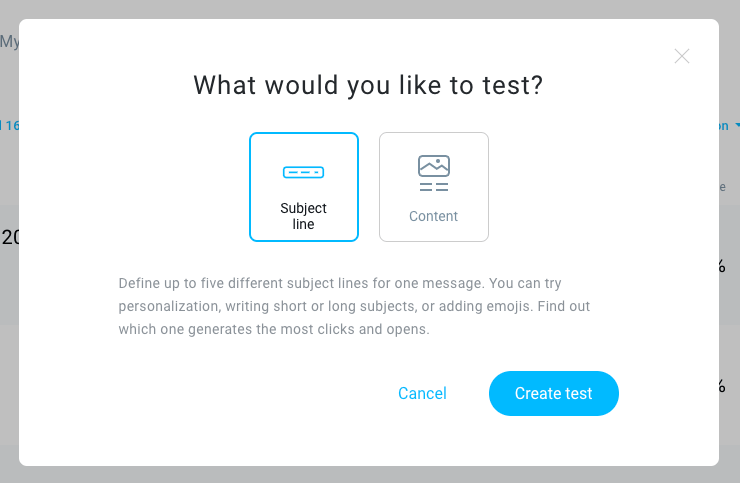 Split testing an email campaign