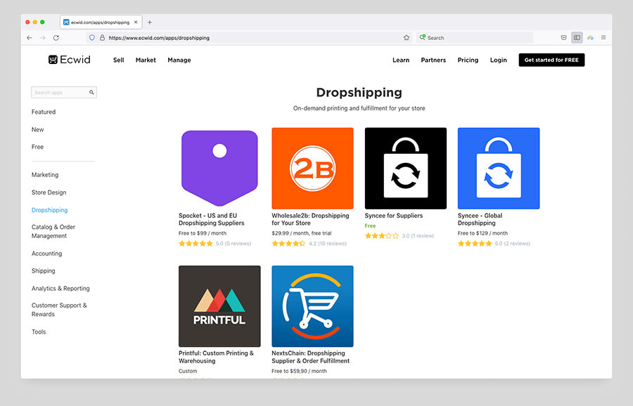 Ecwid dropshipping apps