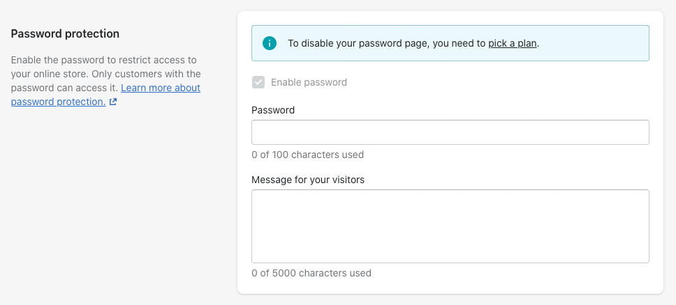 Removing password protection to launch your Shopify store