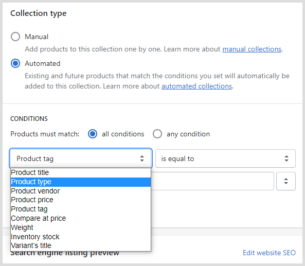 Automatic product categorization in Shopify