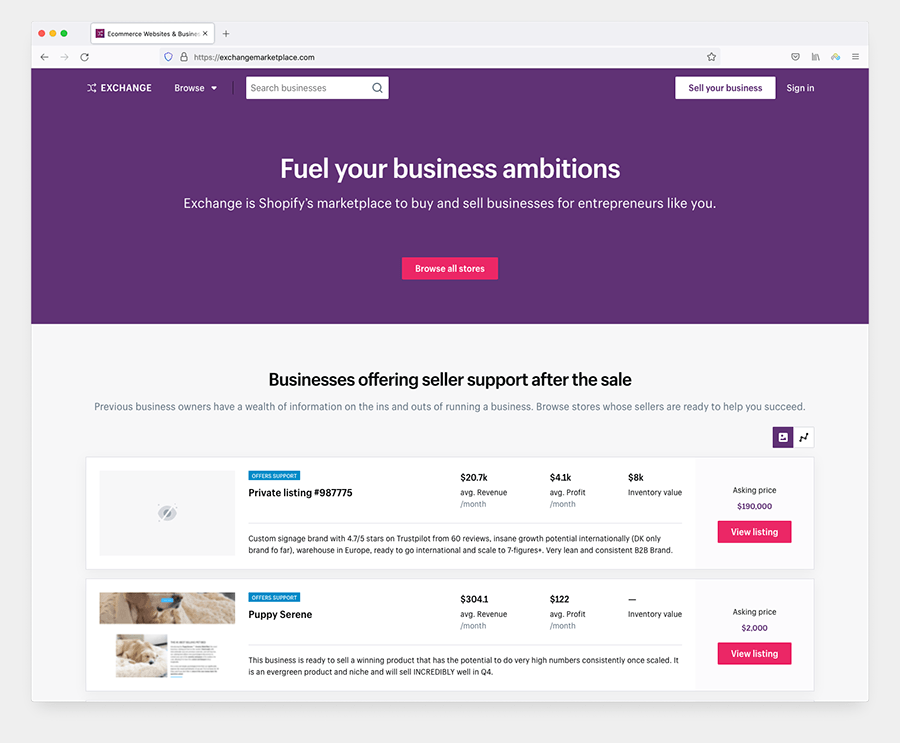 Shopify's Exchange Marketplace