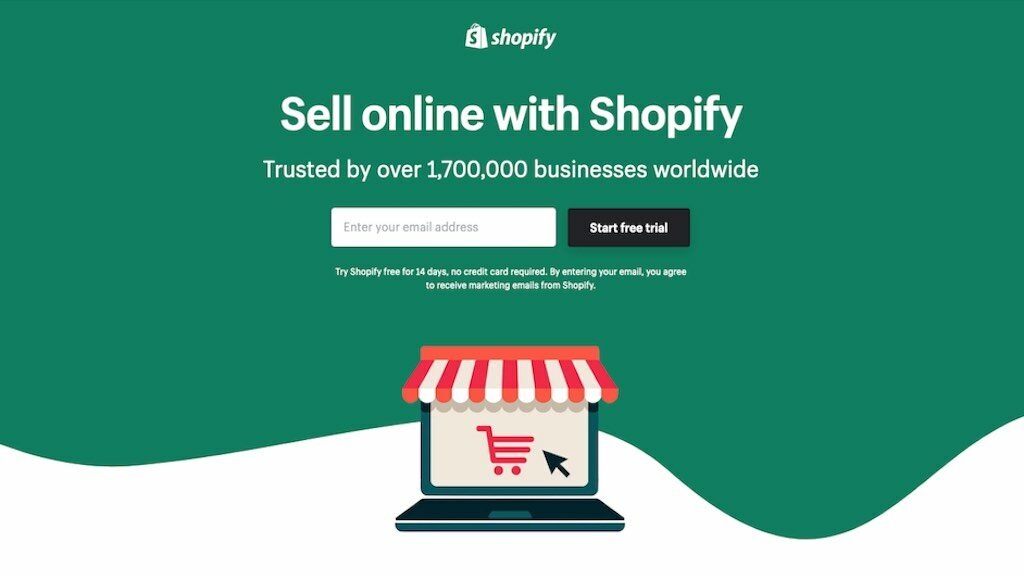 Shopify free trial signup page