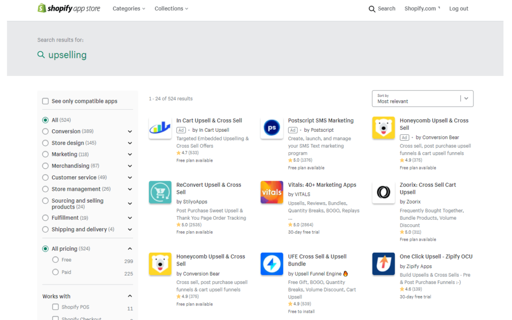 The Shopify app store