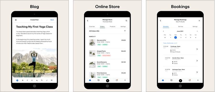 The 'Wix Owner' mobile app