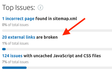 Using Semrush's 'Site Audit' feature to identify broken links