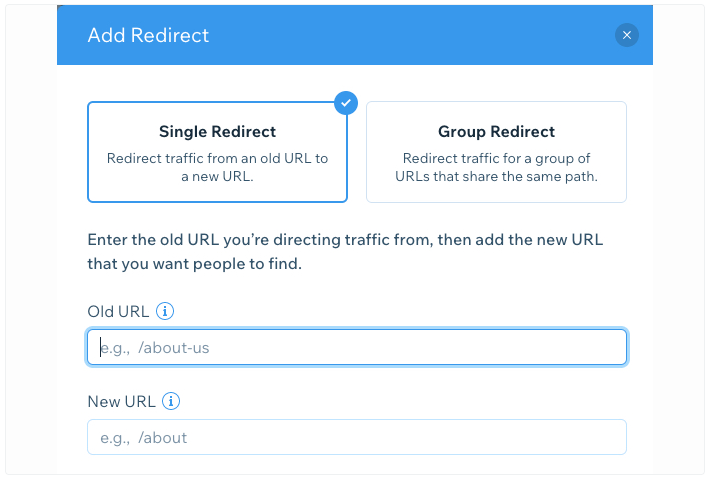 Creating redirects in Wix