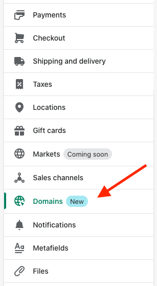Acessing the domains settings