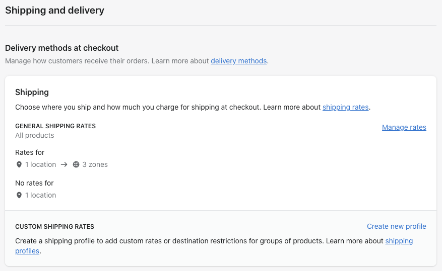Shipping and delivery options for your store